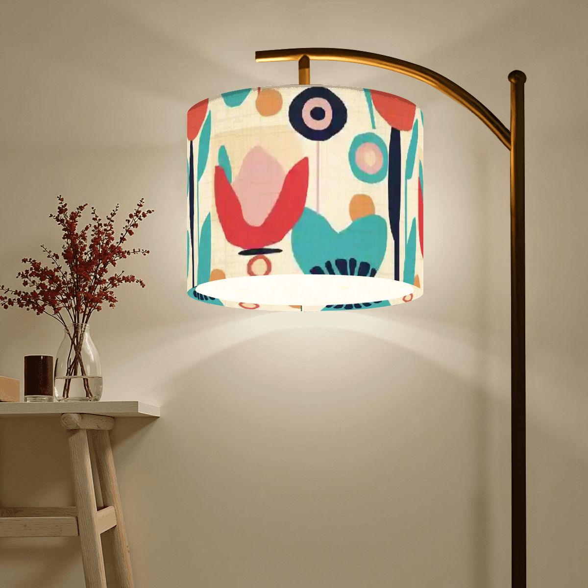 Mid Mod Floral Retro Scandinavian Modern Arc Floor Lamp - Mid Century Modern Gal
