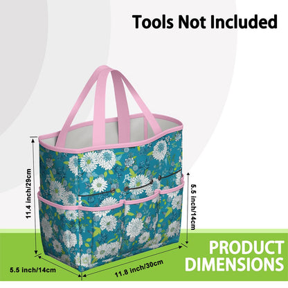 Chinoiserie Floral Teal Green White Elegant Garden Tool Bag