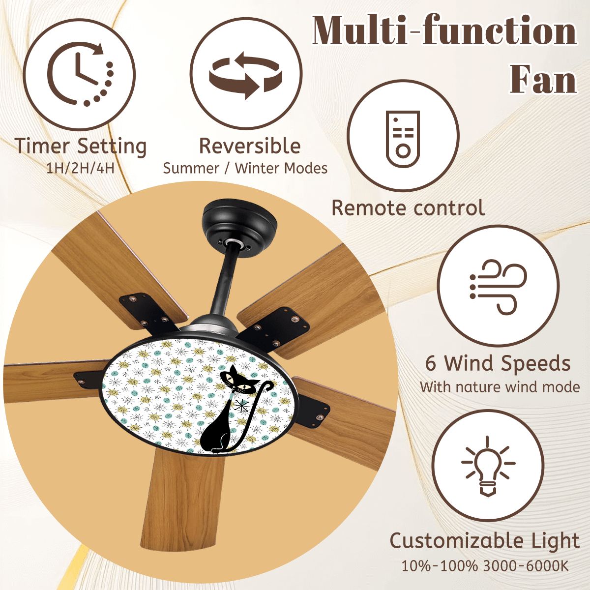 Mid Century Modern Franciscan Starburst Atomic Cat, Kitschy MOD Ceiling Fan With Light - Mid Century Modern Gal