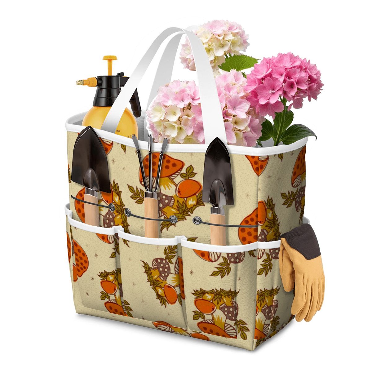 Merry Mushroom 70's Hippie Boho Orange, Groovy Cottagecore Mushroom Garden Tool Bag - Mid Century Modern Gal