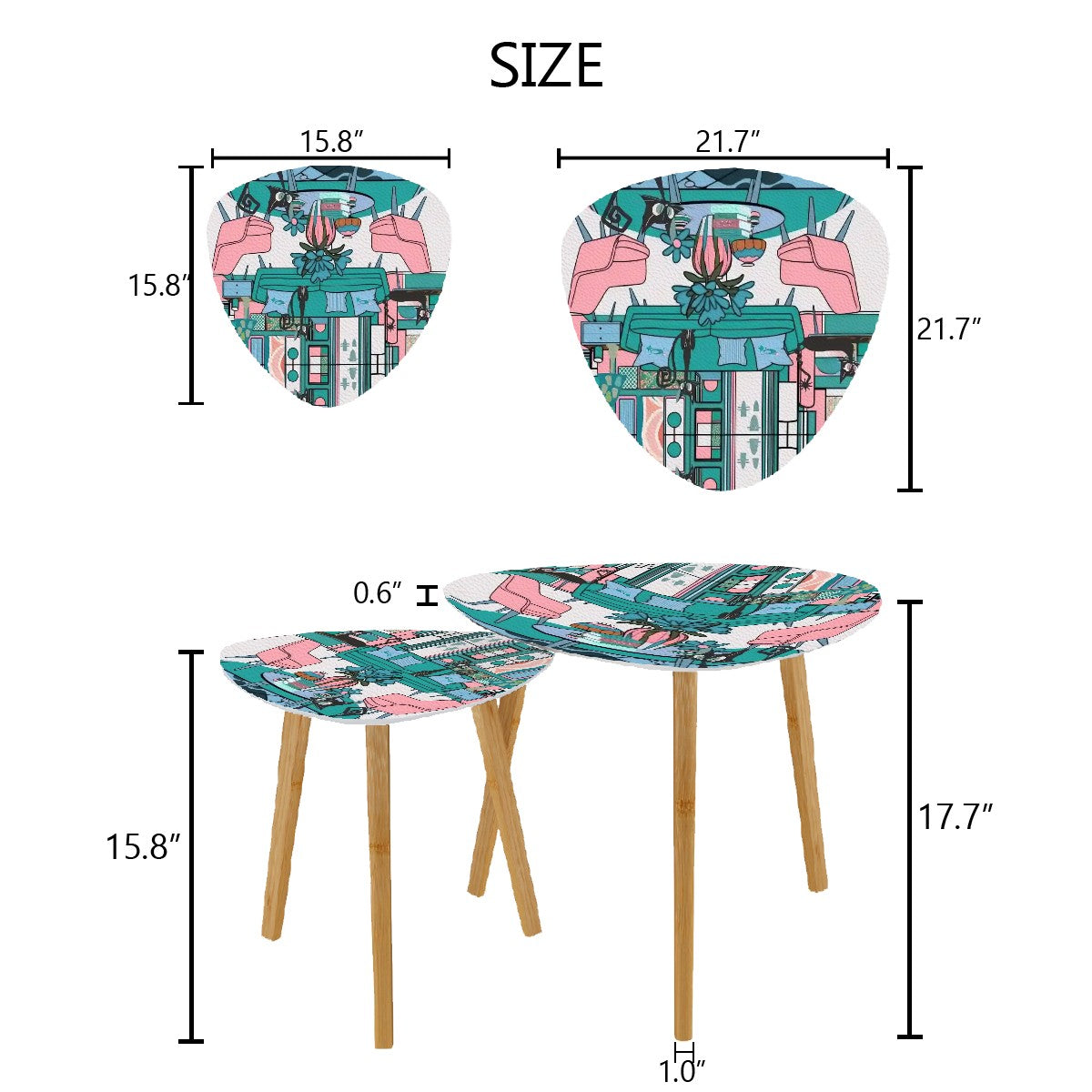 Mid Century Modern Livingroom Nesting Tables, Atomic Cat Kitschy Mod Retro End Tables - Mid Century Modern Gal