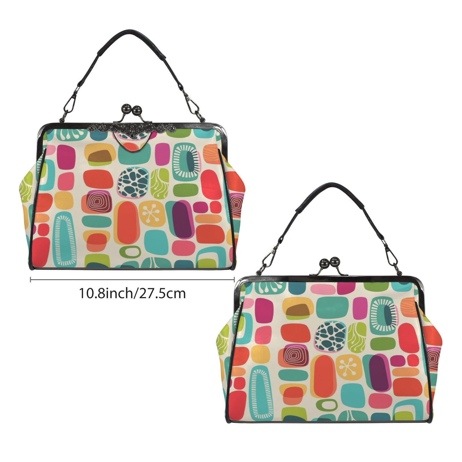 Mid Century Modern Amoeba Designed Kisslock Crossbody Purse - Mid Century Modern Gal