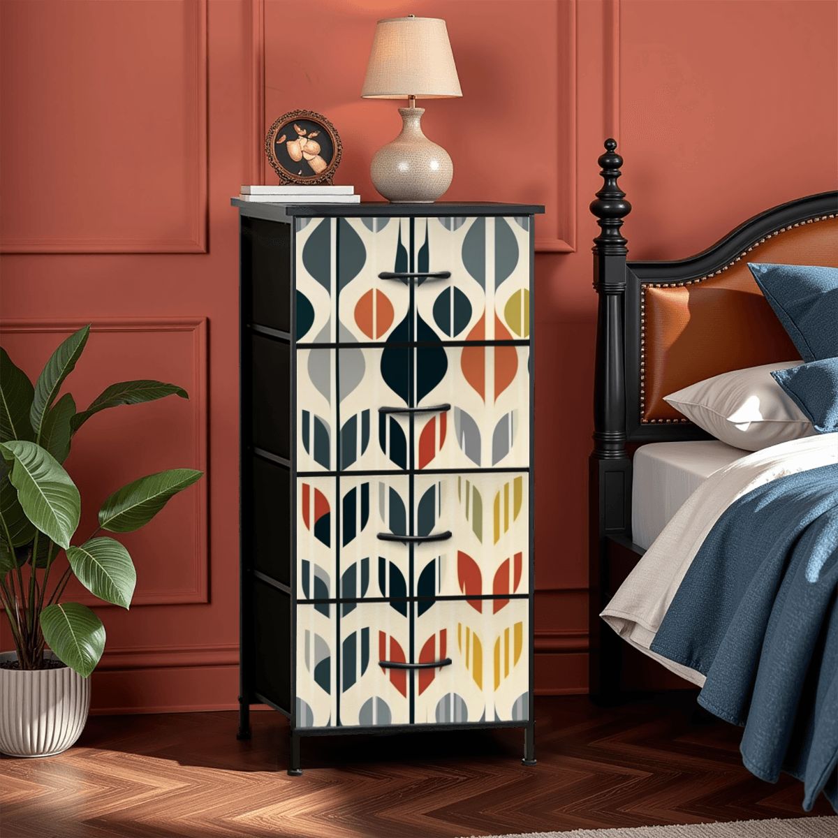 Mid Mod Scandinavian Floral Retro Modern Danish 4-Drawer Dresser - Mid Century Modern Gal