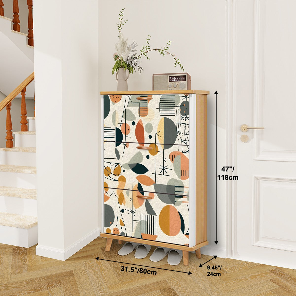 Modern Danish Scandinavian Designed Abstract Mid Century Modern Shoe Cabinet - Mid Century Modern Gal