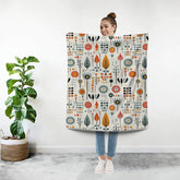 Scandinavian Floral Mid Mod Retro Flower Minky Blanket - Mid Century Modern Gal