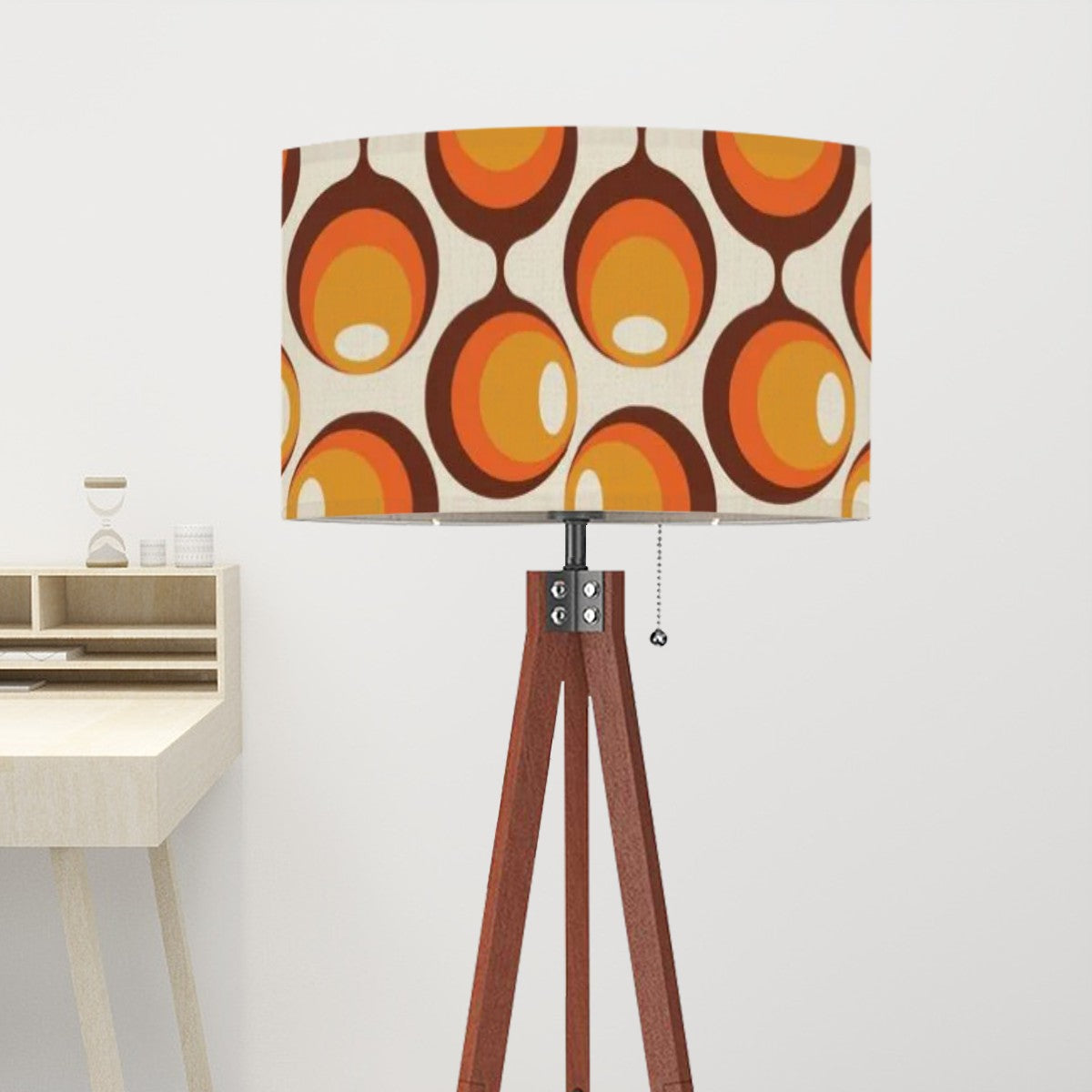 Space Orbs Groovy Mod, Orange, Brown Retro Tripod Floor Lamp