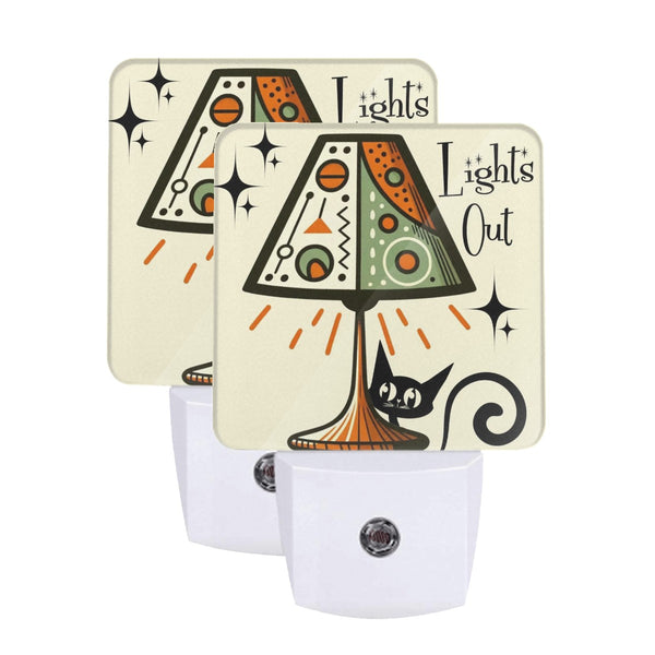 Atomic Cat Kitschy Cute Lights Out Set Of Two Mid Century Modern Night Lights