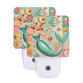 50s Mermaid Mid Century Modern Kitschy Mod LED Night Light Set of 2