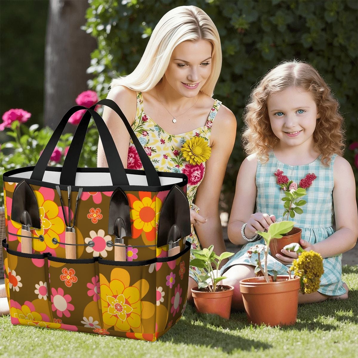 Retro 70s Groovy Flower Power Garden Tool Bag - Mid Century Modern Gal
