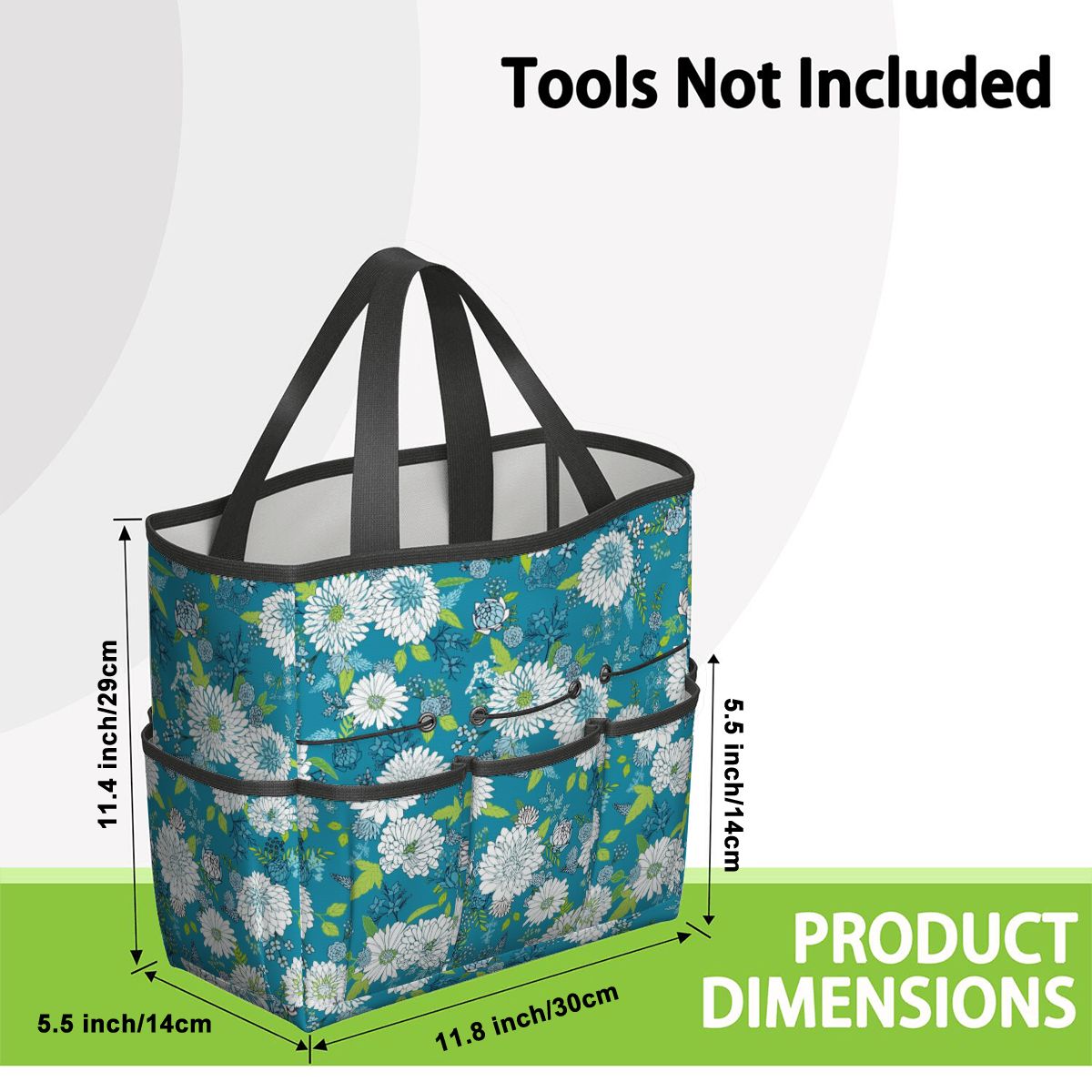 Chinoiserie Floral Teal Green White Elegant Garden Tool Bag - Mid Century Modern Gal
