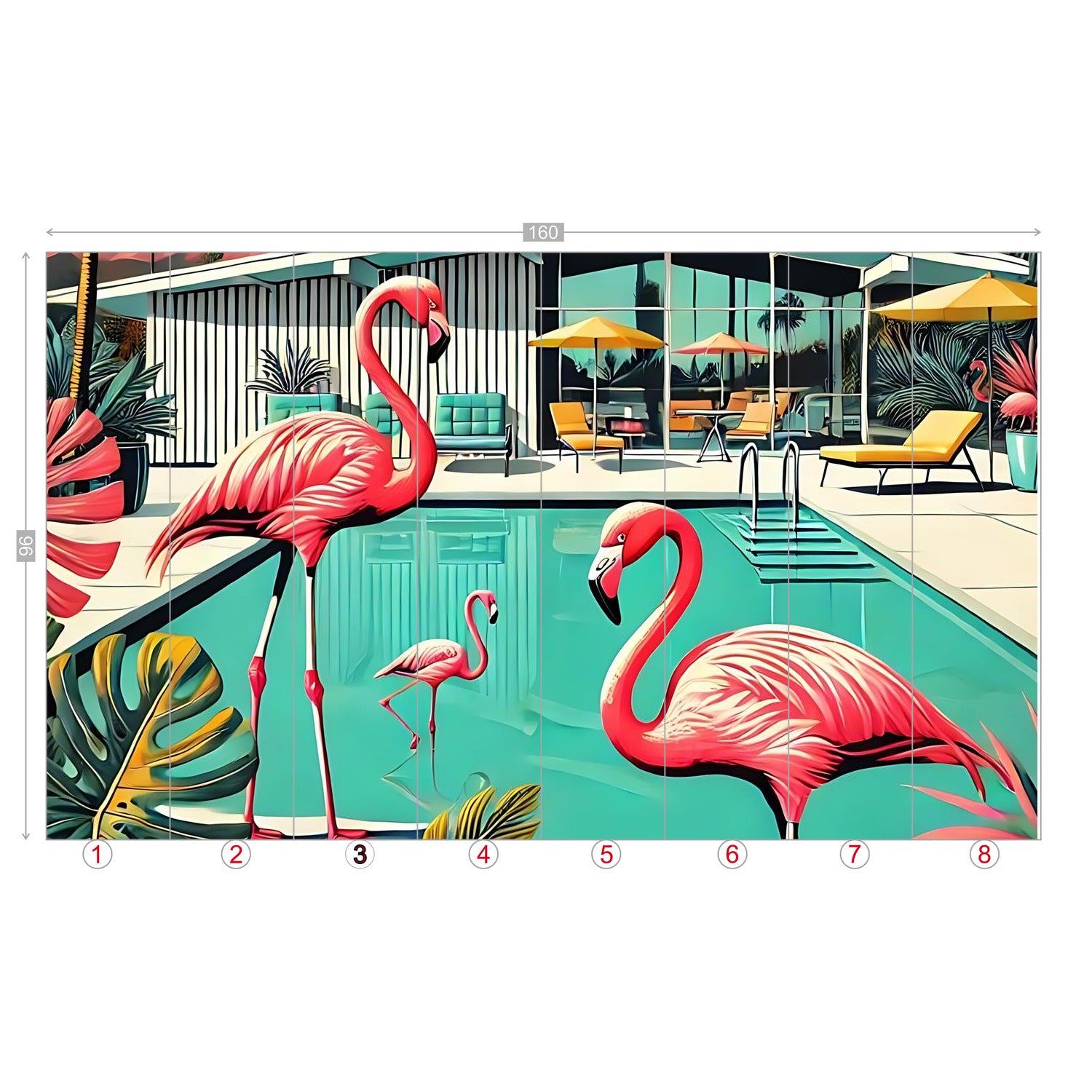 Palm Springs California Wallpaper Mural, Peel And Stick 50s Kitsch