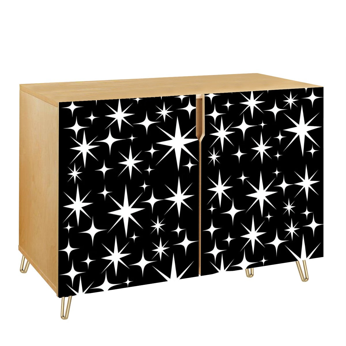 Mid Century Modern Classic Black Atomic Starburst, Mid Mod Wooden Storage Cabinet - Mid Century Modern Gal