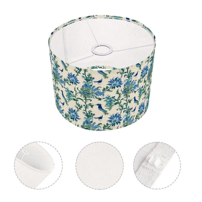 Chinoiserie Botanical Garden Birds, Blue, Green Asian Inspired Modern Lamp SHADE ONLY - For Arc Floor Lamps Only - Mid Century Modern Gal