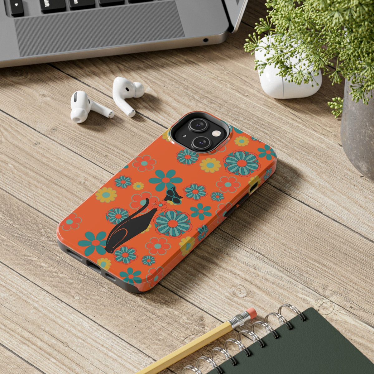 Flower Power 70's Orange Groovy Cat, Smart Phone Tough Phone Cases Phone Case