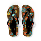 Flower Power Brown, Atomic Groovy, Retro Flip Flops Shoes