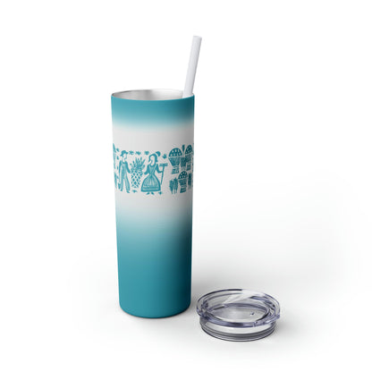 Pyrex Butterprint Skinny Tumbler with Straw, 20oz Mug Glossy / Glitter Iceberg / 20oz