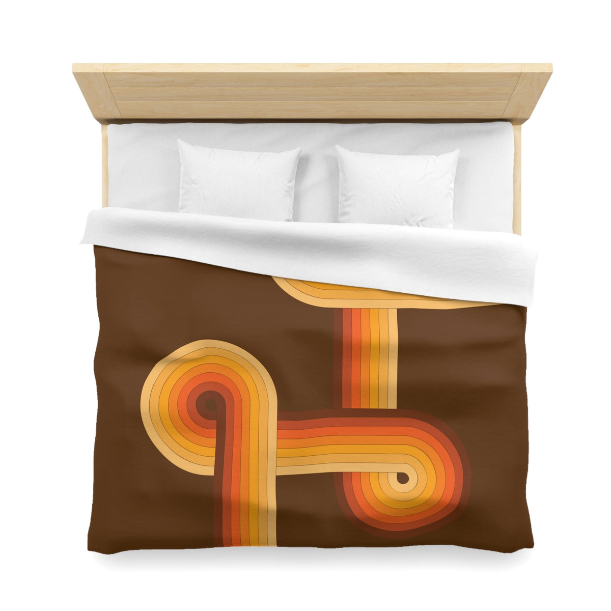 Groovy 70's Chocolate Brown, Orange, Retro Microfiber Duvet Cover Home Decor
