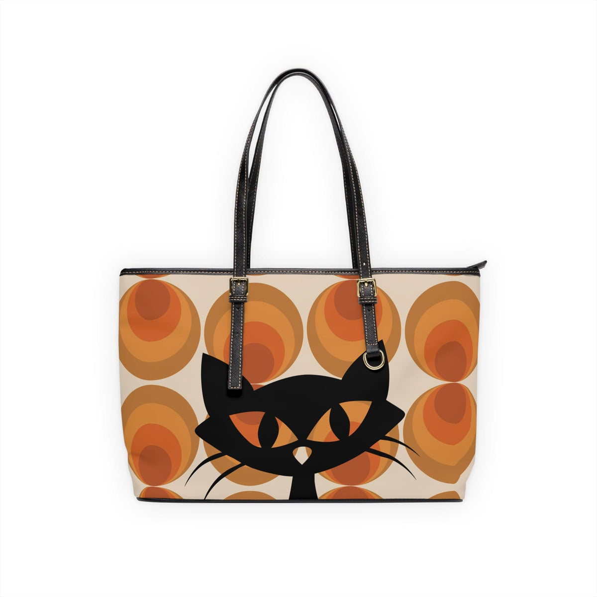 Groovy 70's Retro Orbs With Atomic Kitty Cat, Kitschy Fun Shoulder Bag Bags