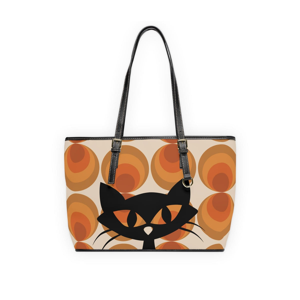 Groovy 70's Retro Orbs With Atomic Kitty Cat, Kitschy Fun Shoulder Bag Bags