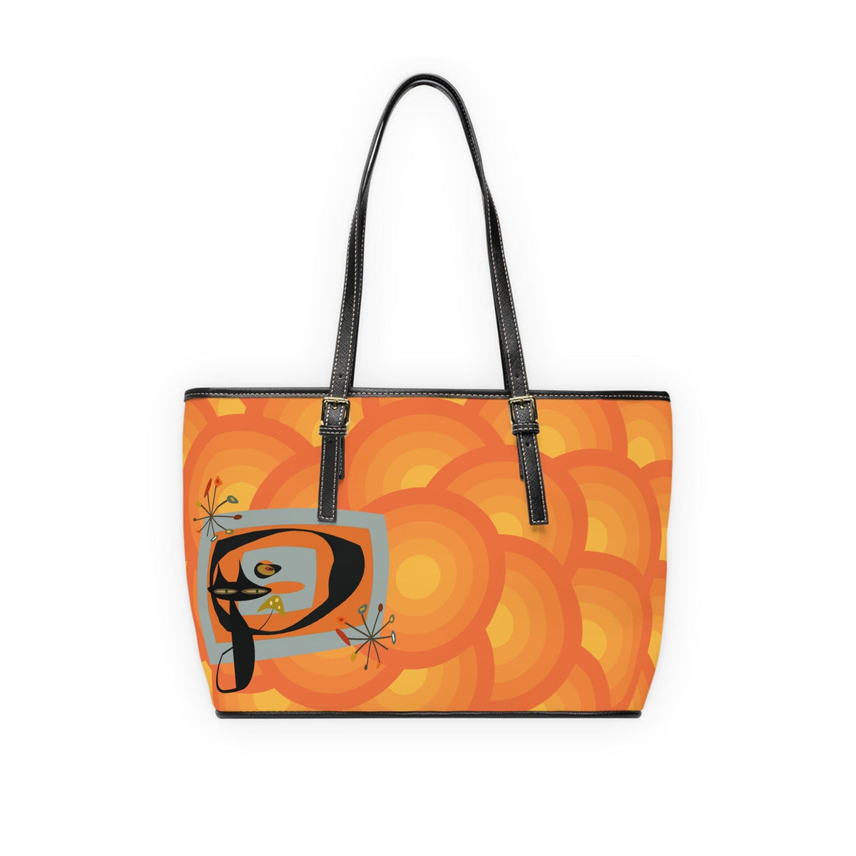 Groovy Atomic Cat, Orange, Retro, Shoulder Bag Bags