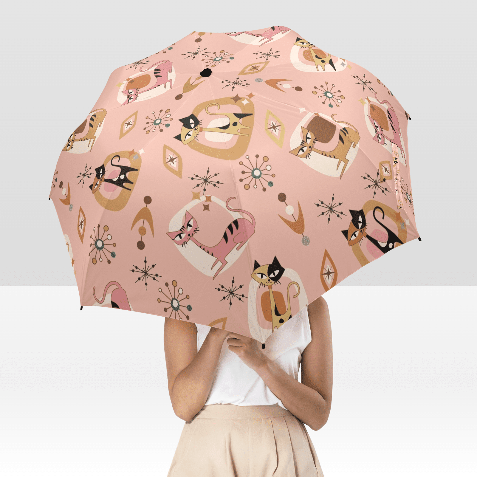 Groovy Mid Mod Vibes Retro Umbrella Rain or Sun