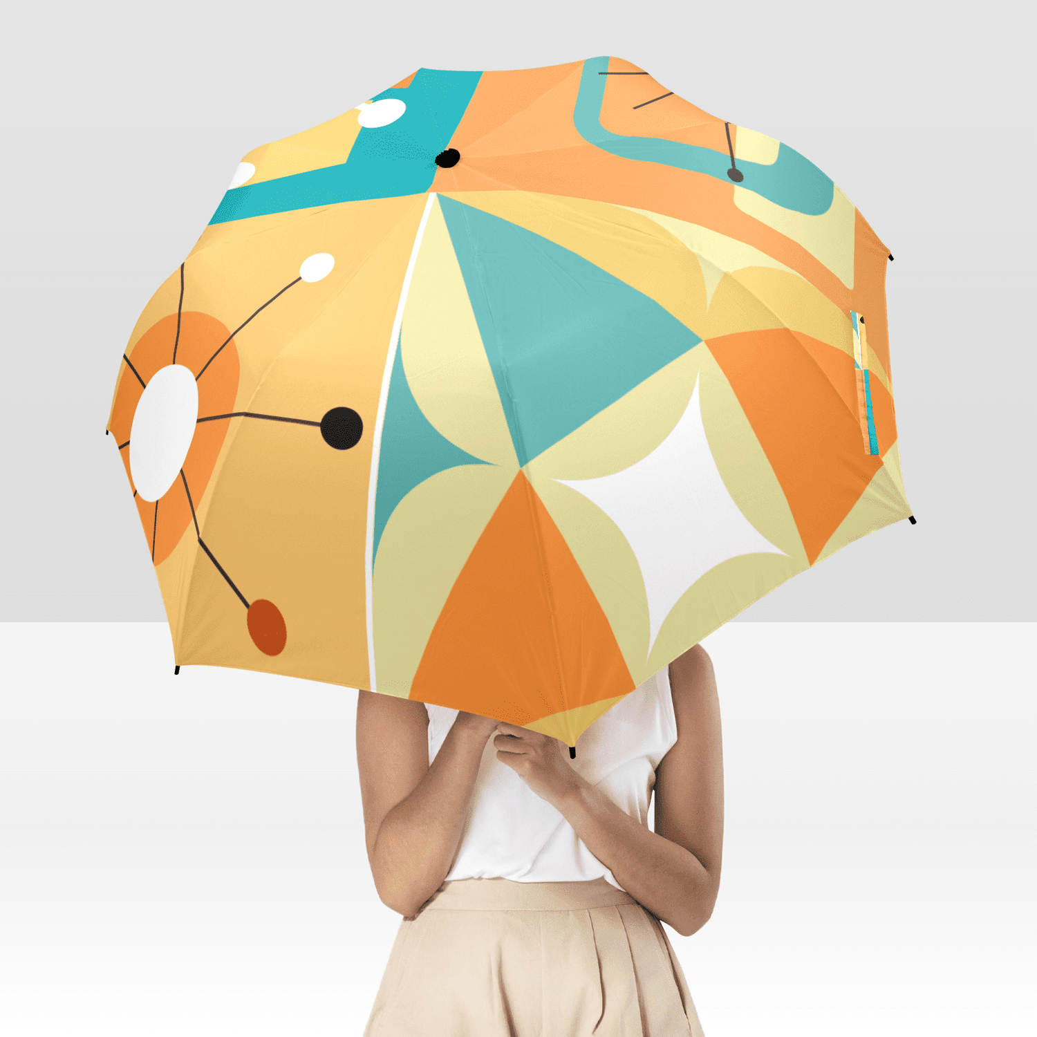 Groovy Mid Mod Vibes Retro Umbrella Rain or Sun