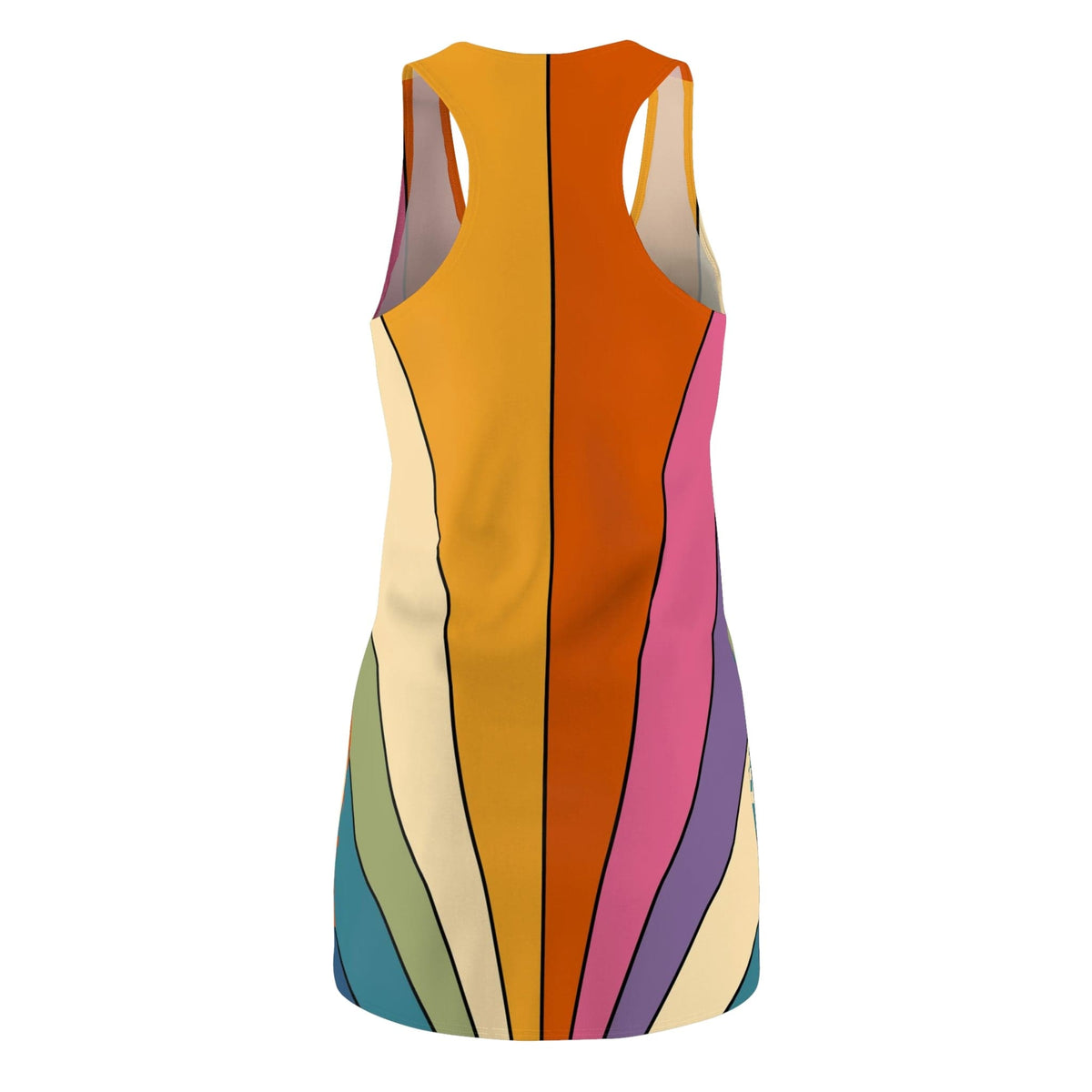 Groovy Retro, Hipster Summer Party Women's  Racerback Dress All Over Prints