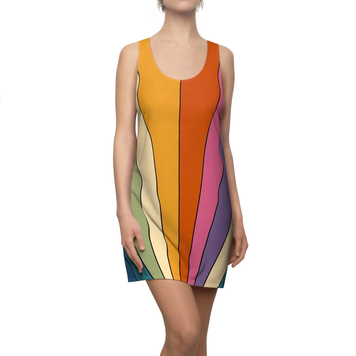 Groovy Retro, Hipster Summer Party Women's Racerback Dress L