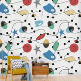 Mid Century Modern Atomic Space Living Astro Star Peel And Stick Wall Murals Wallpaper H110 x W120
