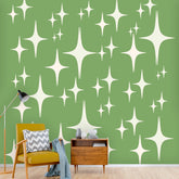 Mid Century Modern Wallpaper, Atomic Starbursts, Green 50& Mid Century Modern Gal