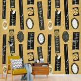 Mid Century Modern Yellow, Black, White, Modern Scandinavian, Retro Peel And Stick Wall Murals Wallpaper H110 x W120