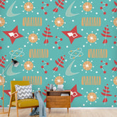 Super Sonic Mid Century Modern Atomic Wallpaper, Peel And Stick, Wall Murals Wallpaper H110 x W120 Mid Century Modern Gal
