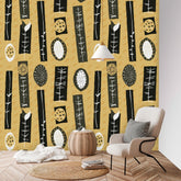 Mid Century Modern Yellow, Black, White, Modern Scandinavian, Retro Peel And Stick Wall Murals Wallpaper H96 x W100