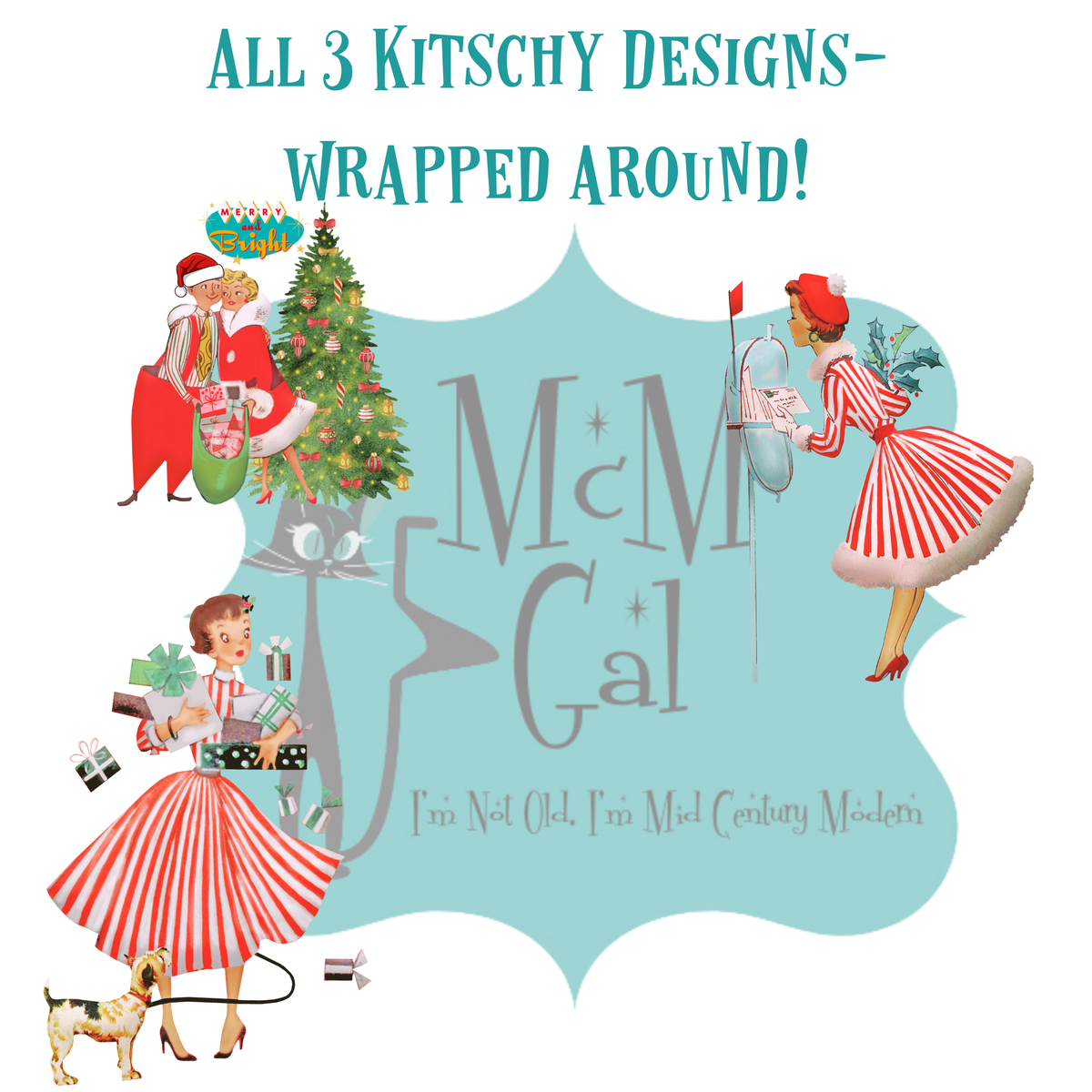 Holiday Kitsch Mid Mod Christmas Table Tripod  Lamp - Mid Century Modern Gal