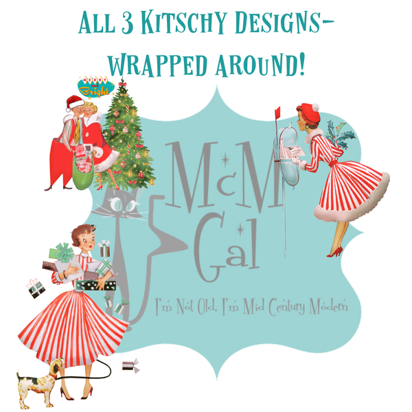 Holiday Kitsch Mid Mod Christmas Table Tripod  Lamp
