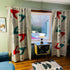 Mid Century Modern Atomic Boomerangs Red, Teal Starburst Retro Futurist Window Curtains (1 Piece) - Mid Century Modern Gal