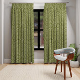 Mid Century Modern TIKI Grass Green Mod Window Curtain - Mid Century Modern Gal