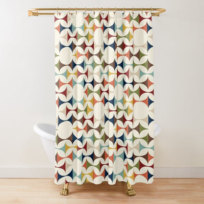 Mid Century Modern Curtains, Retro Scandinavian Modern Danish Shower Curtain