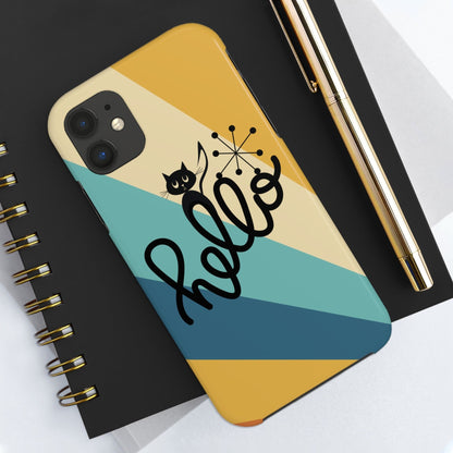 Atomic Groovy Cat, Retro, Kitschy, Hello Starburst, Mid Mod Smart Phone Tough Phone Cases Phone Case iPhone 11