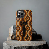 Retro Phone Case, Groovy Brown, Atomic Kitch Cat Tough Smart Phone Cases Phone Case iPhone 12 Pro Mid Century Modern Gal