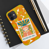 Retro Phone Case, Orange Flower Power, Polariod Picture, Mod Smart Phone Tough Phone Cases Phone Case iPhone 12