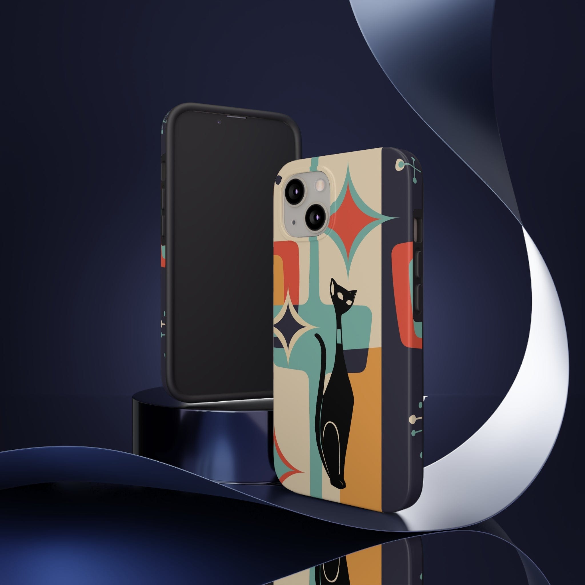 Atomic Cat, Sexton Cat, Mid Mod, Retro Geometric, Starburst Tough Phone Cases Phone Case iPhone 13