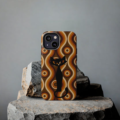 Retro Phone Case, Groovy Brown, Atomic Kitsch Cat Tough Smart Phone Cases Phone Case iPhone 13 Mini