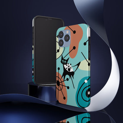 Atomic Kittie, Mid Century Modern Geometric Amoeba Retro Smart PhoneTough Phone Cases Phone Case iPhone 13 Pro Max