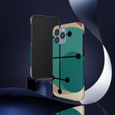 Mid Century Mod, Geometric, Retro Beige Teal Blue, Smart Phones Tough Phone Cases Phone Case iPhone 13 Pro Max Mid Century Modern Gal