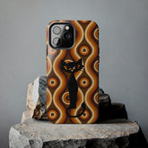 Retro Phone Case, Groovy Brown, Atomic Kitsch Cat Tough Smart Phone Cases Phone Case iPhone 13 Pro Max Mid Century Modern Gal
