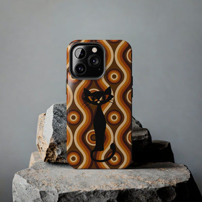 Retro Phone Case, Groovy Brown, Atomic Kitsch Cat Tough Smart Phone Cases Phone Case iPhone 13 Pro