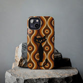 Retro Phone Case, Groovy Brown, Atomic Kitsch Cat Tough Smart Phone Cases Phone Case iPhone 13 Mid Century Modern Gal