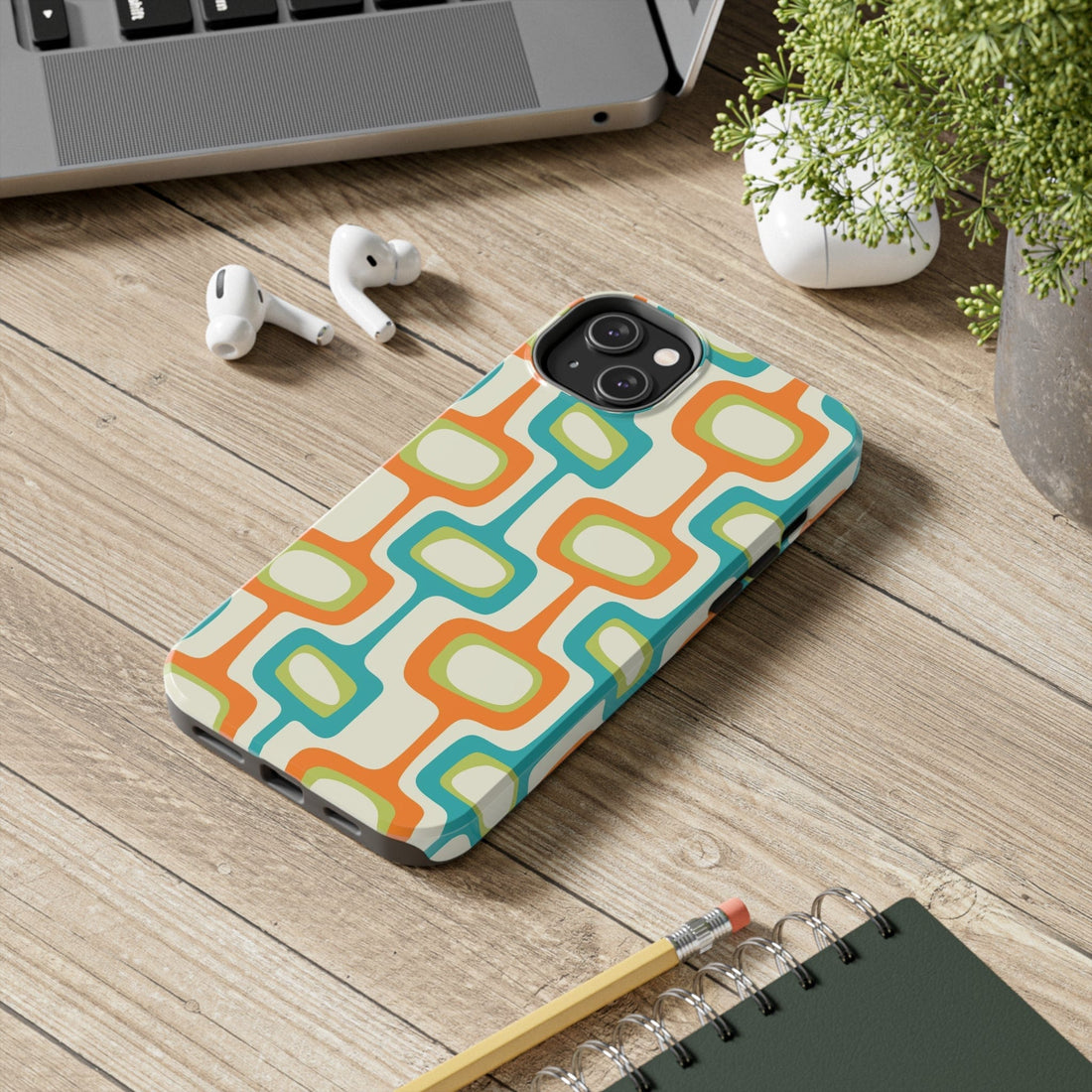 Mid Century Modern Groovy Googie Design, Colorful Smart Phone Touch Cases Phone Case iPhone 14 Plus