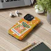 Retro Phone Case, Orange Flower Power, Polariod Picture, Mod Smart Phone Tough Phone Cases Phone Case iPhone 14 Pro Max Mid Century Modern Gal